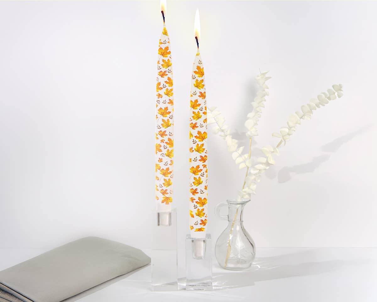 Flatyz Candles - Wholesale Tapered Candle/Candlestick - Taper Candles - Fall Leaves - Set of  21