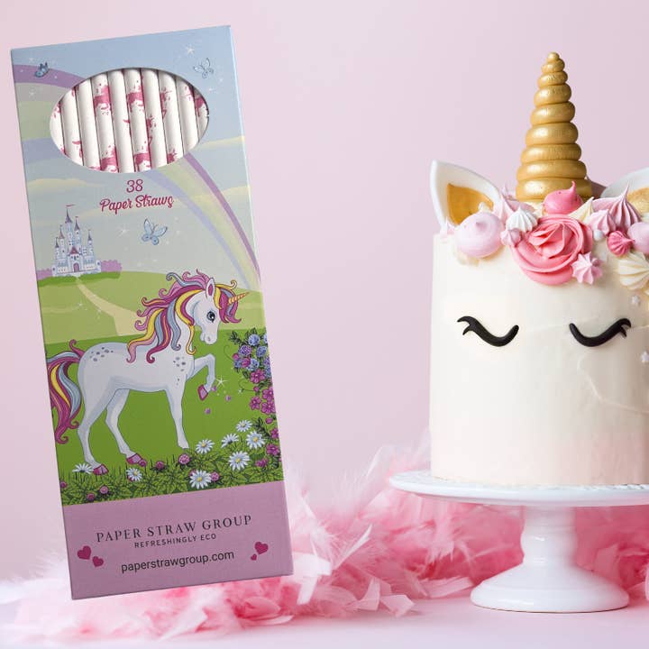 Unicorn Paper Straws - 38 Drinking Straws - 100% for wholesale by Paper Straw Group Ltd