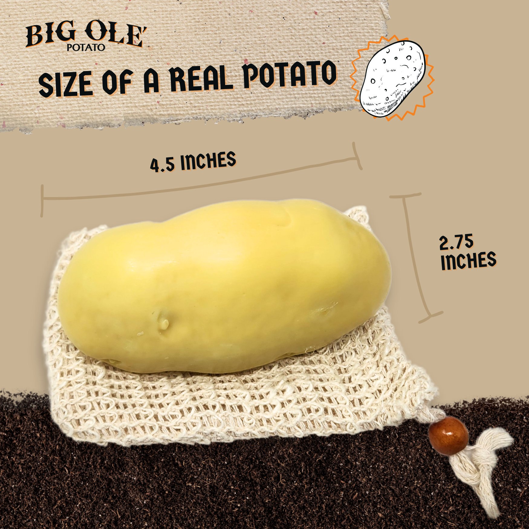 Sleazy Greetings - Wholesale Gag Gift/Novelty Gift - Big Ole Potato - Potato Shaped Gag Gift Bar Soap 9.10 oz3