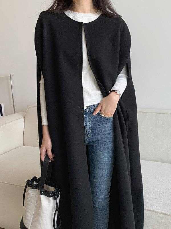 UZ Wholesale Store - Wholesale Cape - Women's - Solid Color Loose Sleeveless Round-Neck Outerwear Cape5