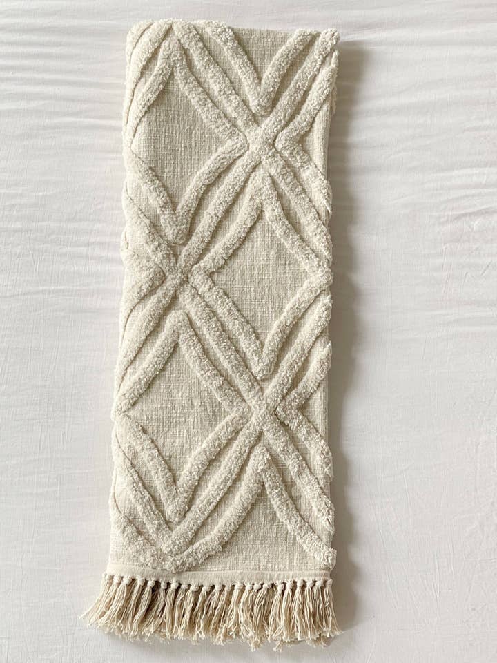 Cashmere - Diamond Tufted Cotton Slub Throw/Blanket for wholesale by Patina Vie