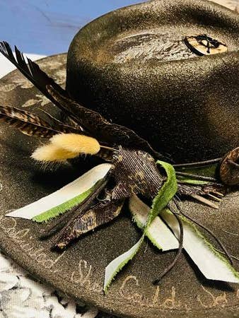 DREAMER..Custom Burned Rancher for wholesale by Feathered Gypsy Custom Hats and Boutique