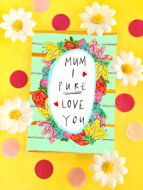 Mamma I PURE ÄLSKAR DIG, Mors dag hälsningskort för wholesale av Claire Barclay Draws