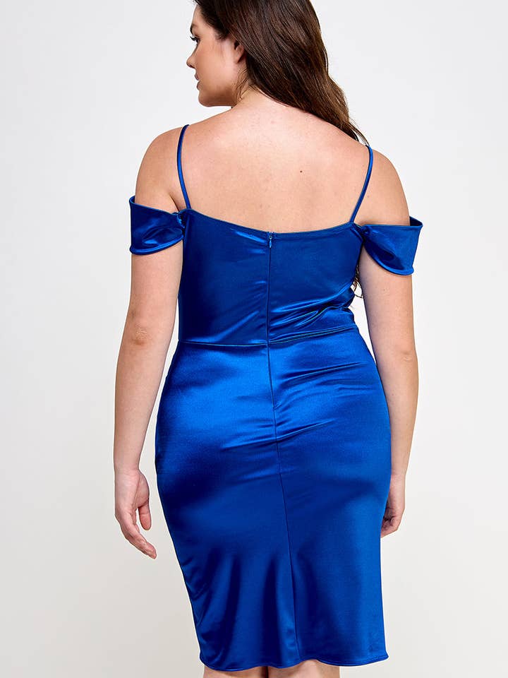 ARA USA – wholesale Dress – Women's – 6785 (Plus Size Off shoulder Shirring Satin Dress)2