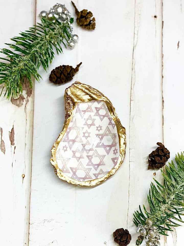 Prato de bugiganga de ostra estrela de David neutro por atacado de Alison Brooke Designs