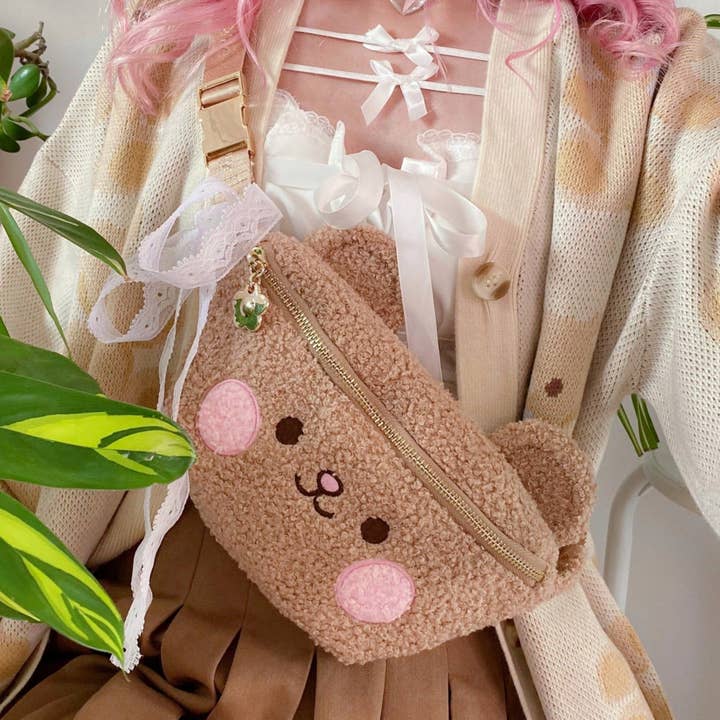 Brown Strawbeary Fanny Pack ♡ for wholesale by LoveAprilMoon