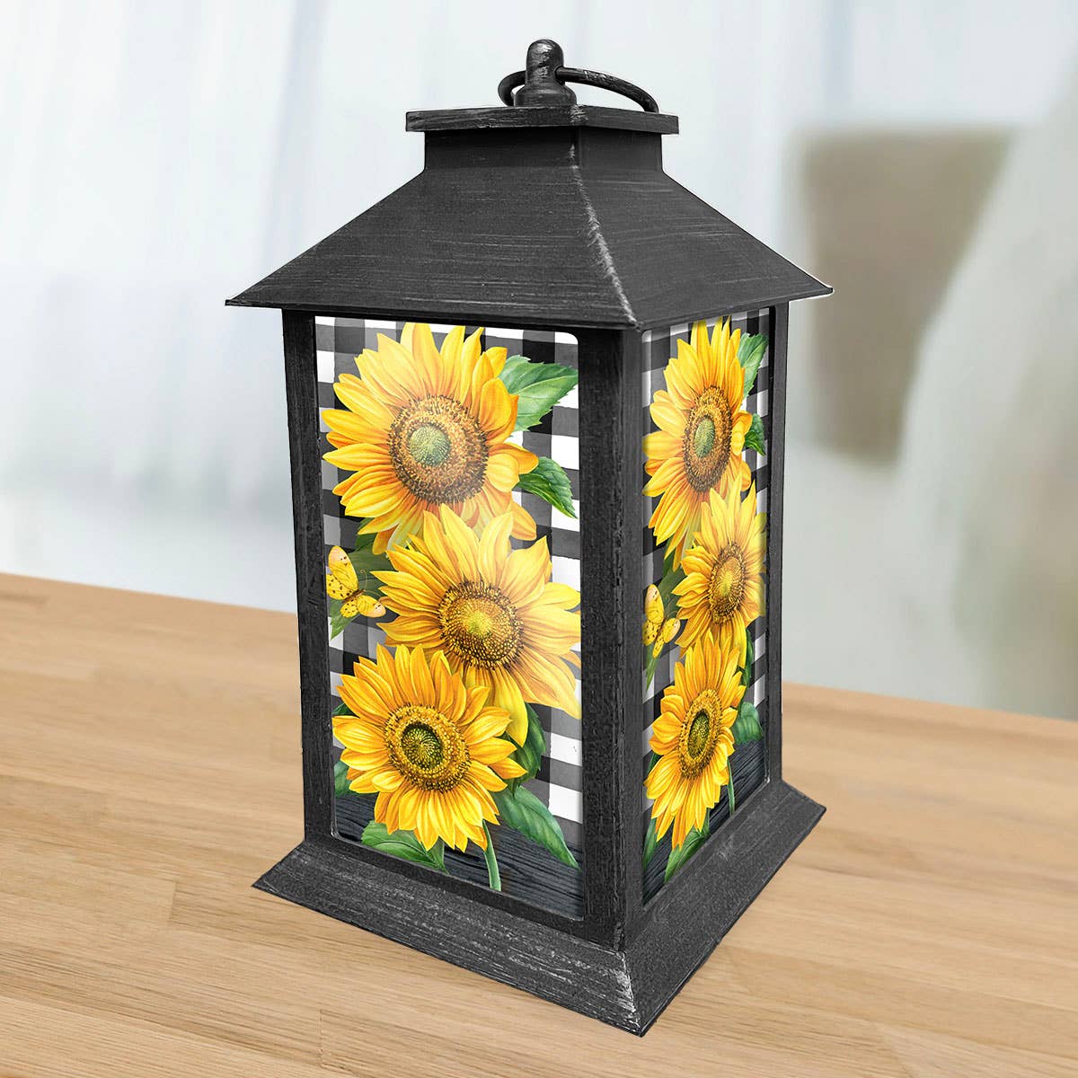 Briarwood Lane - Vente Lanternes - Lanterne en plastique à carreaux en forme de tournesols1