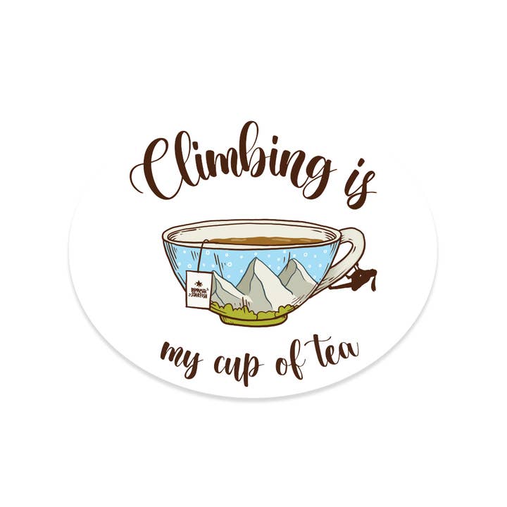 Climbing is My Cup of Tea - Adesivo resistente alle intemperie da 3" per la vendita all'ingrosso da parte di Dynamite Starfish