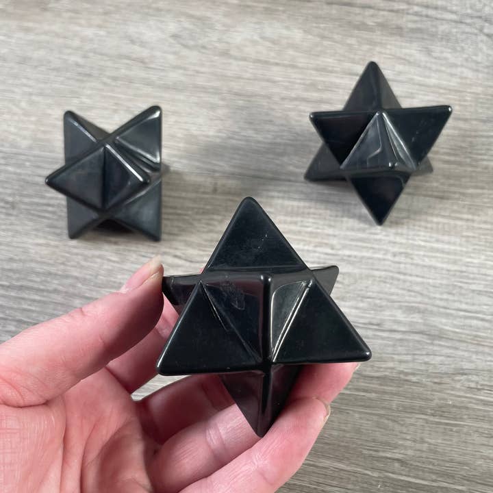 Keystone Crystals - Wholesale Spiritual Stone/Crystal - Shungite Merkaba Star 50mm+ Sacred Geometry Protection Crystal0