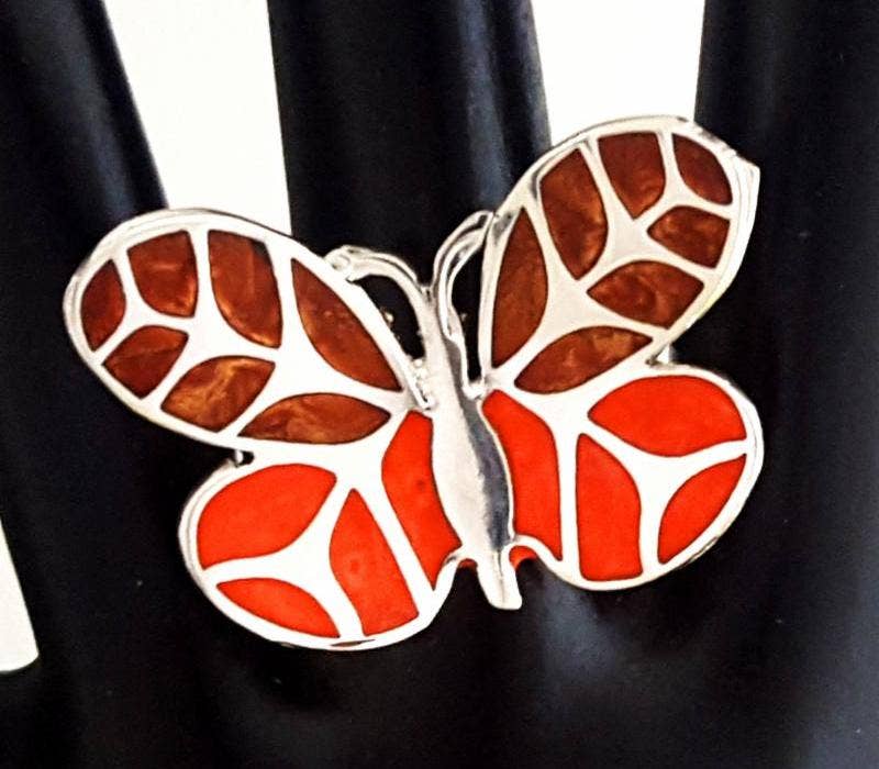 Costello International – wholesale Cocktail/Statement Ring – Eldad emalj Silver tropiska fjäril ringar8