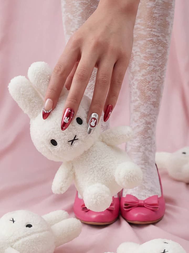 BURGUNDY MIFFY - ALMOND PRESS-ON NAILS for wholesale by Never Have I Ever