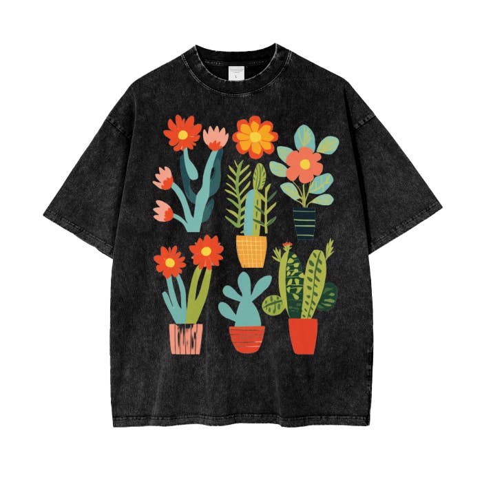 Colorfulmamas – wholesale Screen printed t-shirt – Women′s – Plant And Cactus Shirt