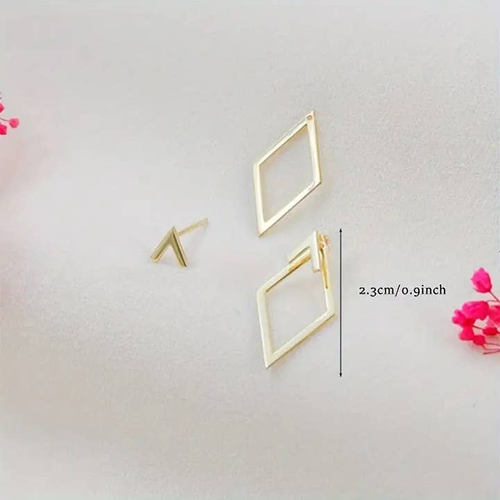 Huis Van Merken - Wholesale Stud/Post Earrings - Boho Elegant Geometric Cutout Stud Earrings, 14K Golden Plated for Daily Wear3