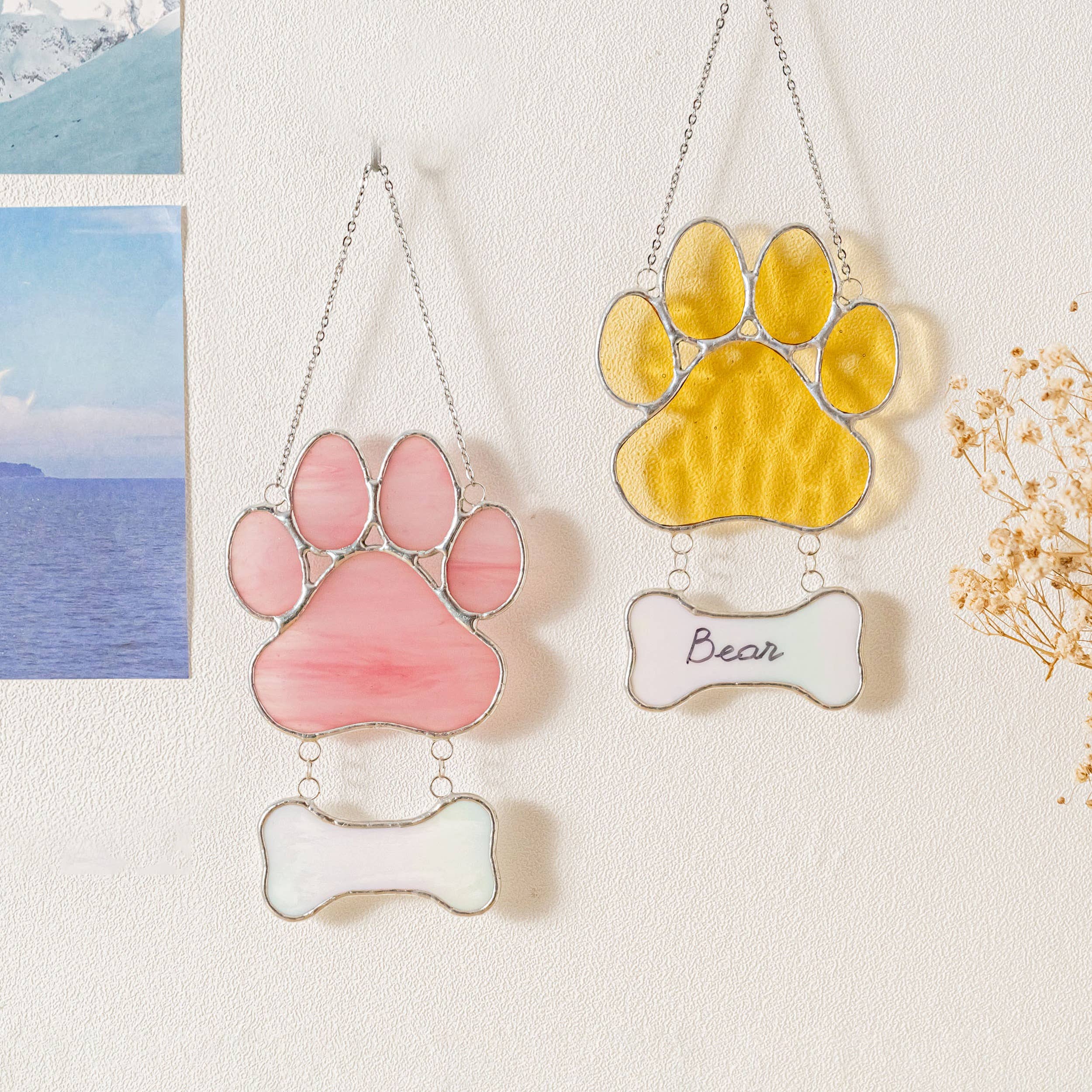 MondoBellissimo - Vente Attrape-soleil - Attrape-soleil commémoratif patte d'animal en vitrail Q198