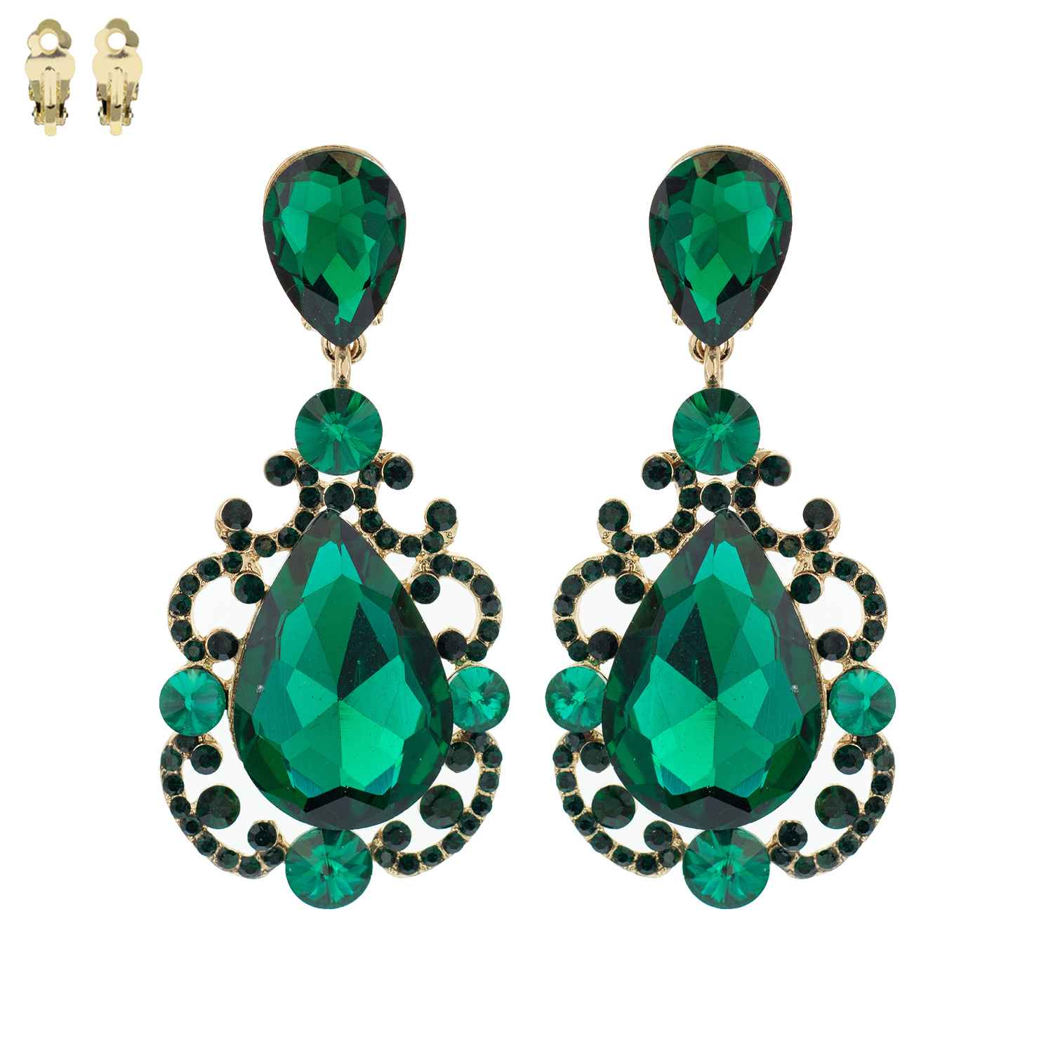 SP Sophia Collection - Wholesale Clip-On Earrings - Chandelier Stone Clip On Earrings5