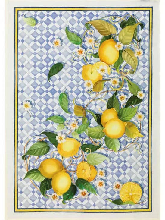 Italian Lemon Linen Tea Towel - Made in Italy for wholesale by DMITRY Ties