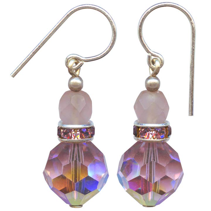 FLASH 40 - LIGHT AMETHYST CRYSTAL EARRINGS, CZECH GLASS for wholesale by Owen Glass Collection