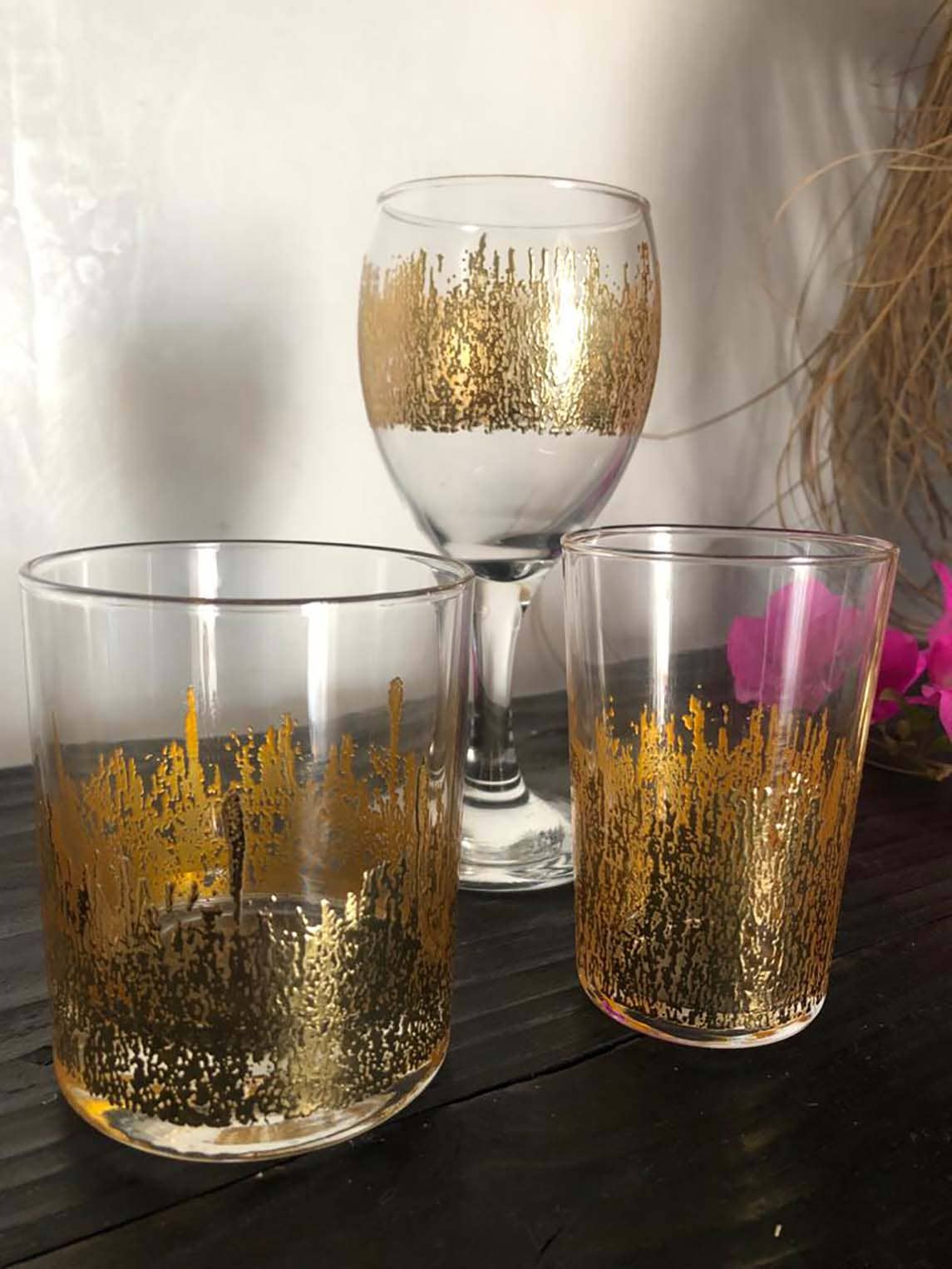 Scents and Feel - Venta al por mayor Copas de cóctel/licor - Juego de 6 vasos de té diseño Gold Flame3