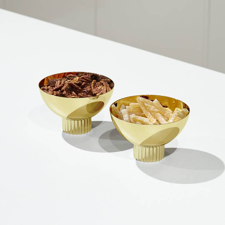 ANNA New York - Wholesale Decorative Plate/Dish/Bowl - Striations Nut Bowl, Gold1