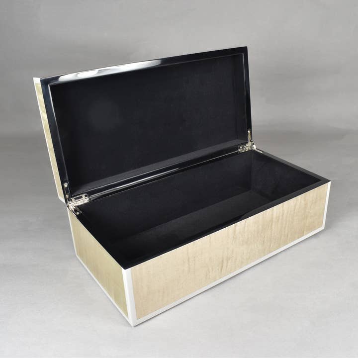 Pacific Connections - Wholesale Decorative Box - Sycamore Wood with Silver Dollar Trim - PL-105SSDT