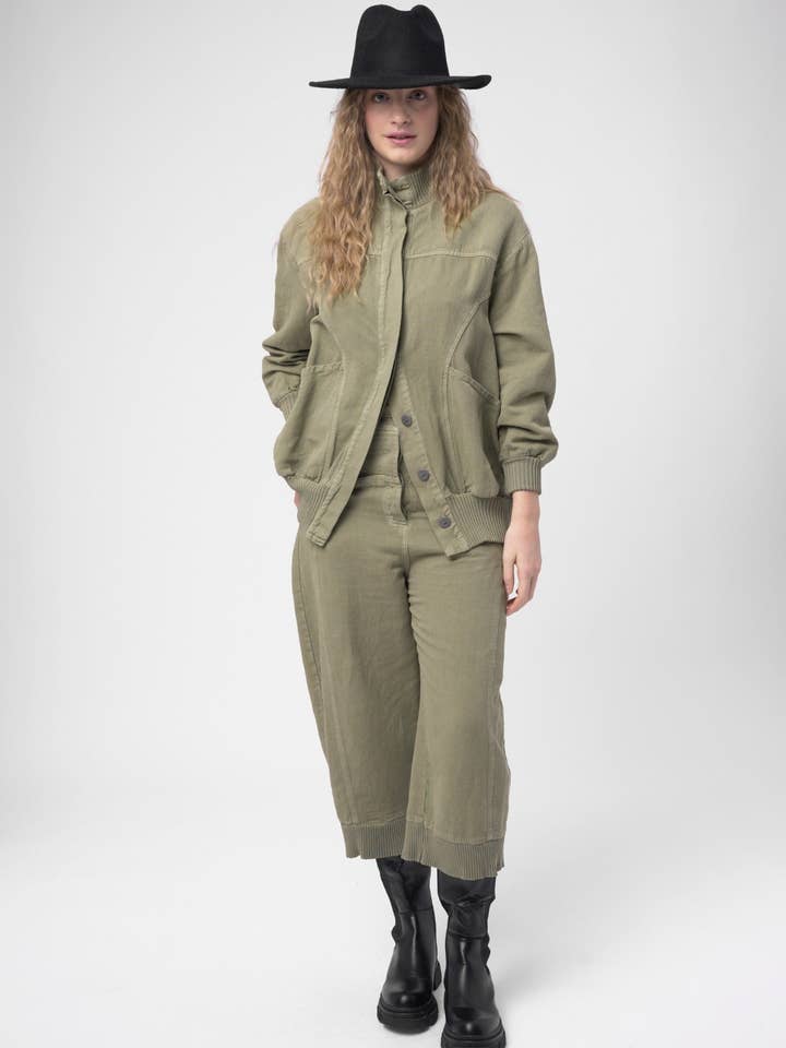 Cotton Linen Cargo Bomber Jacket for wholesale by Baci & Amici Fashion - US Continental