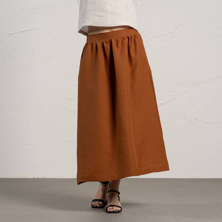 menique - Wholesale Skirt - Women's - Linen Maxi Skirt Sophia - A Line Flowy Maxi Summer Skirt2