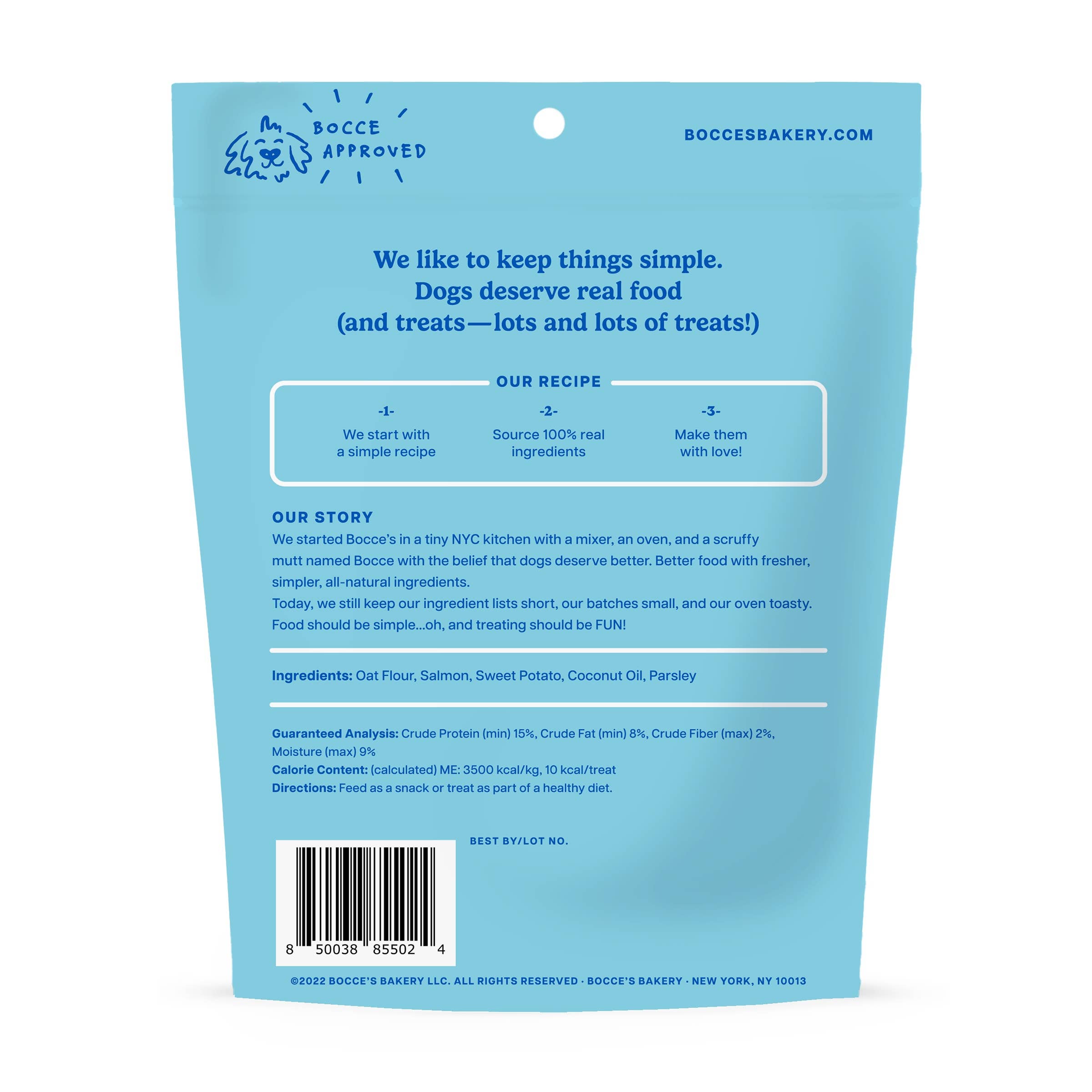 Pet Palette Distribution - Wholesale Pet Treats - Dog - Bocce's Bakery Fish & Chips Biscuits Dog Treats 5oz1