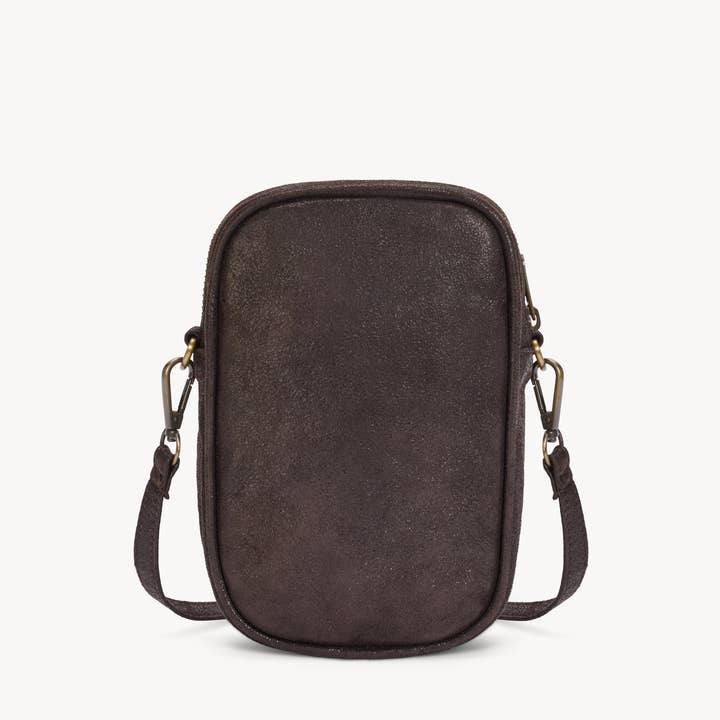 Luna Phone Bag Metallic Dark Choc/Gold for wholesale on Faire2