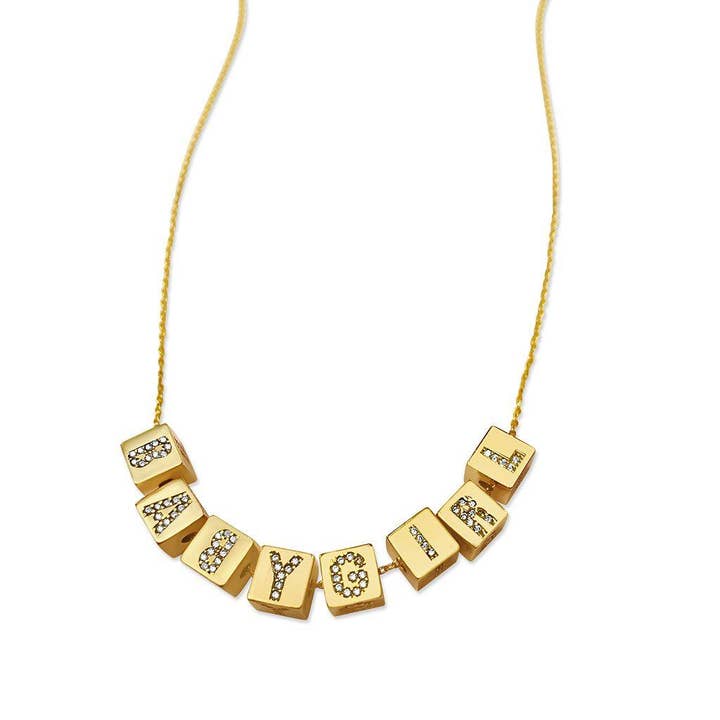 Crystal Cube Letter Necklace for wholesale by Anna Lou of London