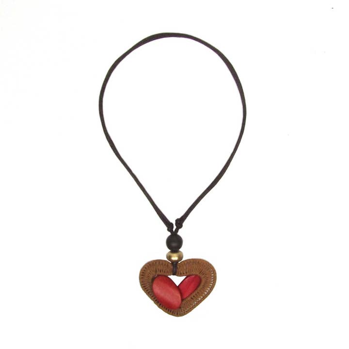 Caron woven heart pendant necklace for wholesale by Katie and Company