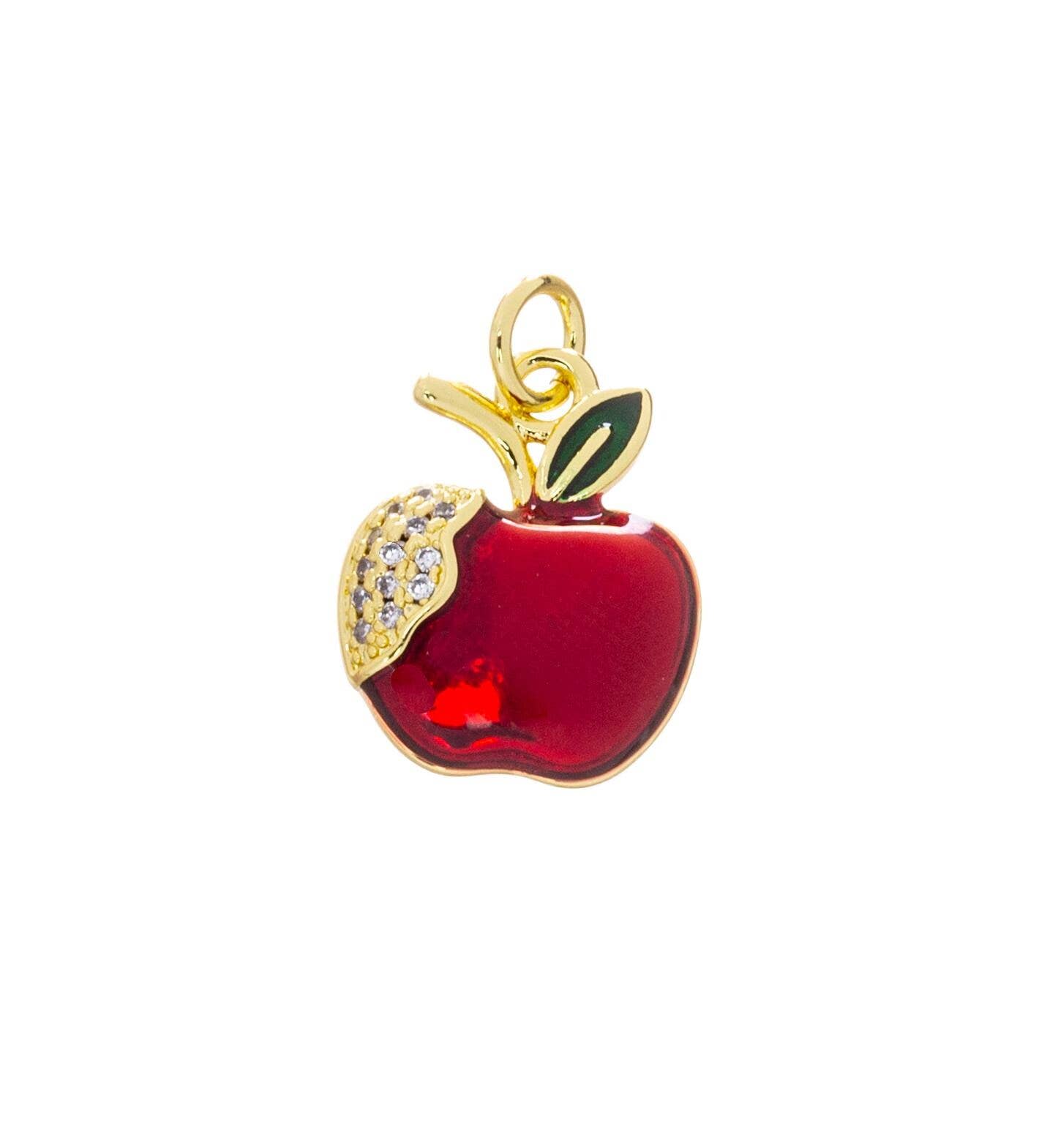 Jewel Pledge - Wholesale Individual Charm/Pendant - Gold or Silver Apple Charm Collection for Jewelry CZ,CPG24983