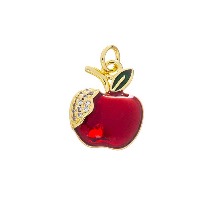 Jewel Pledge - Wholesale Individual Charm/Pendant - Gold or Silver Apple Charm Collection for Jewelry CZ,CPG24983