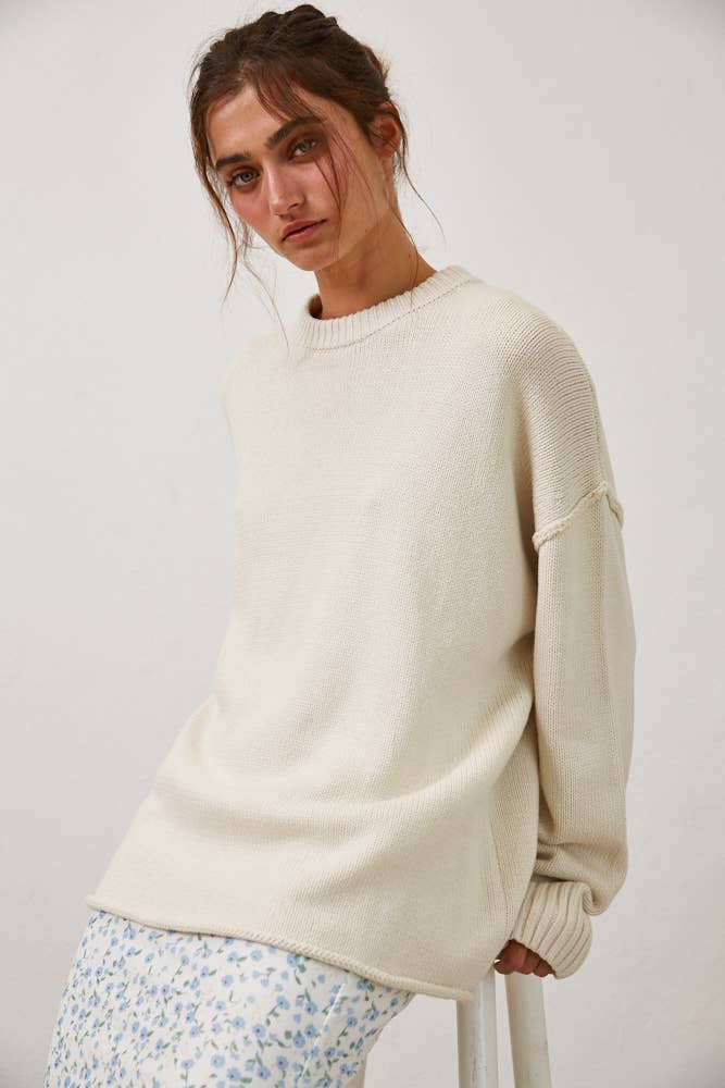 Creamon - Wholesale Pullover-trui - Dames - NSW2569-Ontspannen Boyfriend Fit Trui met Ronde Hals6