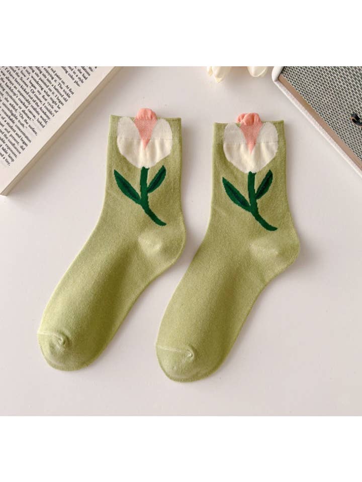 $1,95/par--assorterede 5 par/pakke--1 mønster pr. par--min. 4 pakker 20 par JCS010 3D unikke blomstersokker for engroshandel på Faire13