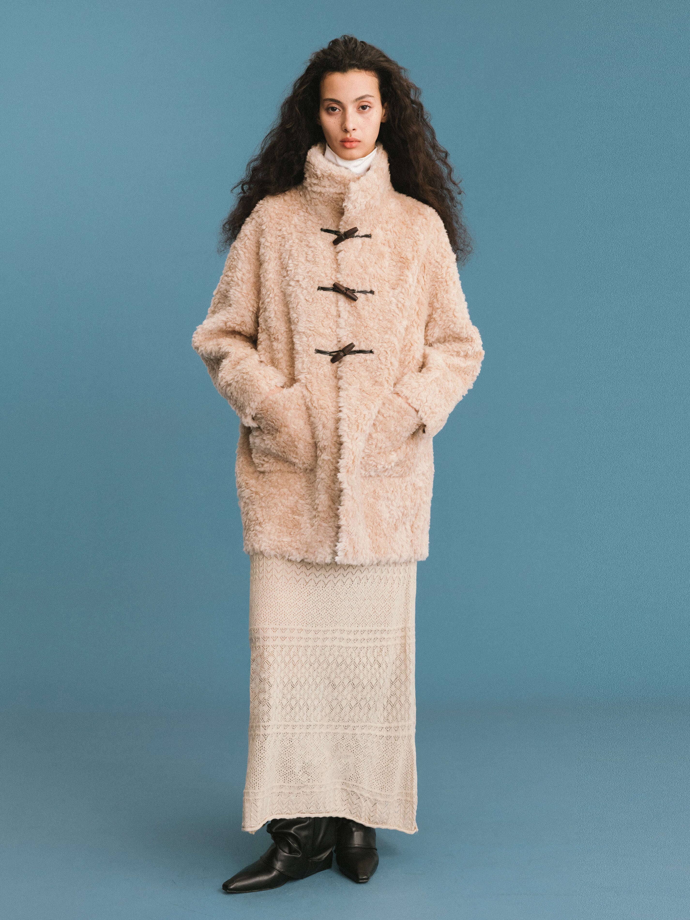 CUBIC - Wholesale Coat - Women's - ONE BY CUBIC Hign Collar Furry 100% Wool Coat12