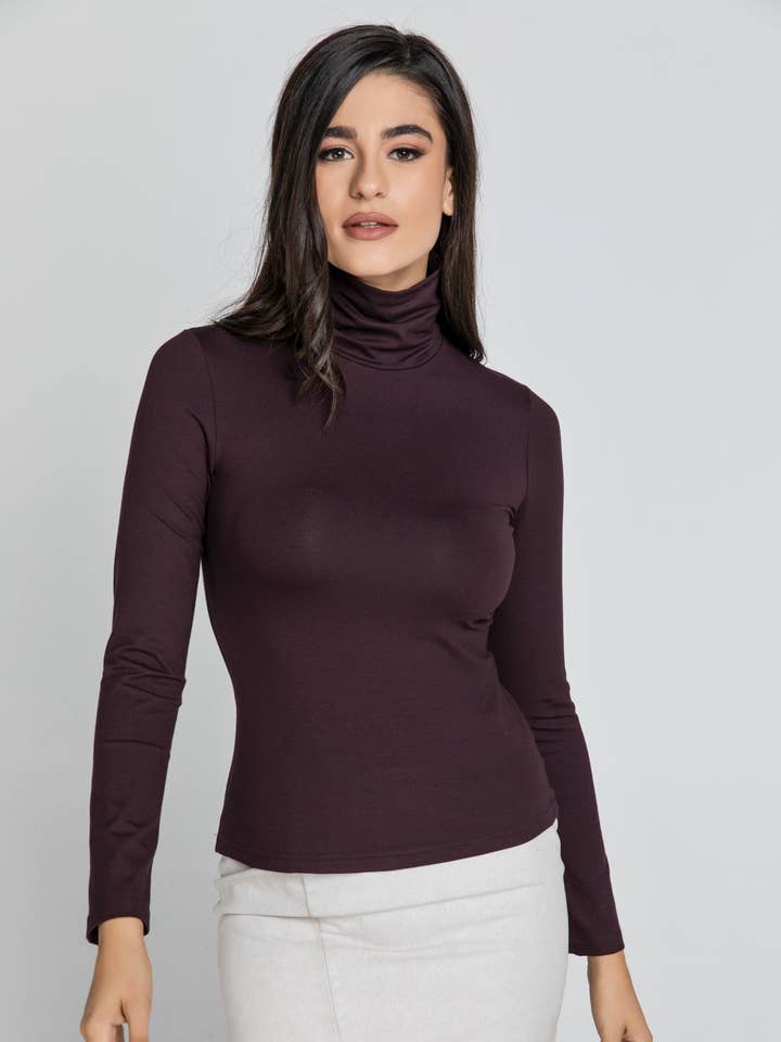 Maroon Turtle Neck Top Af Conquista for engroshandel hos conquista
