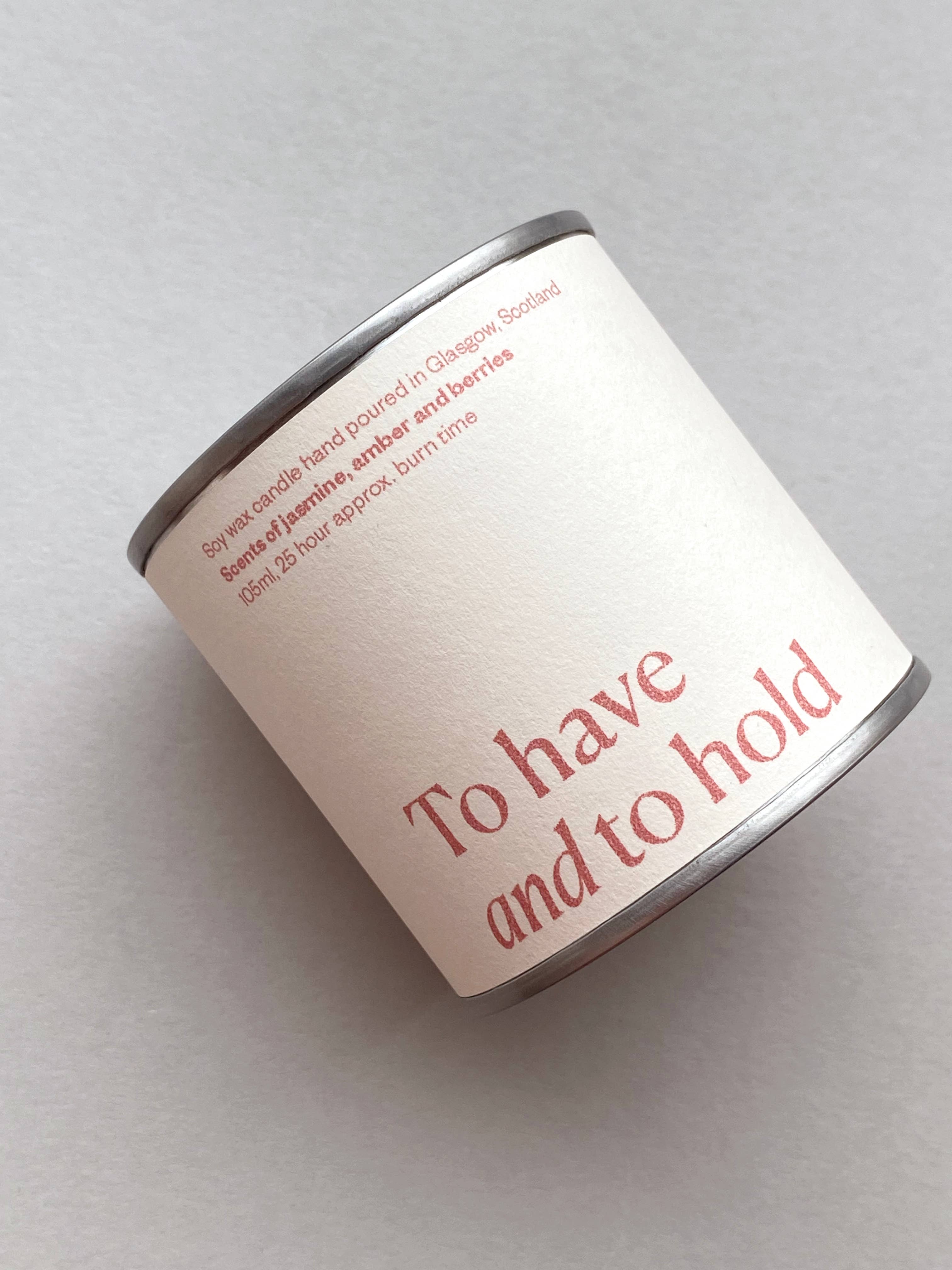 Lovat Press - Wholesale Travel Candles - To have and to hold wedding day soy wax candle tin 1