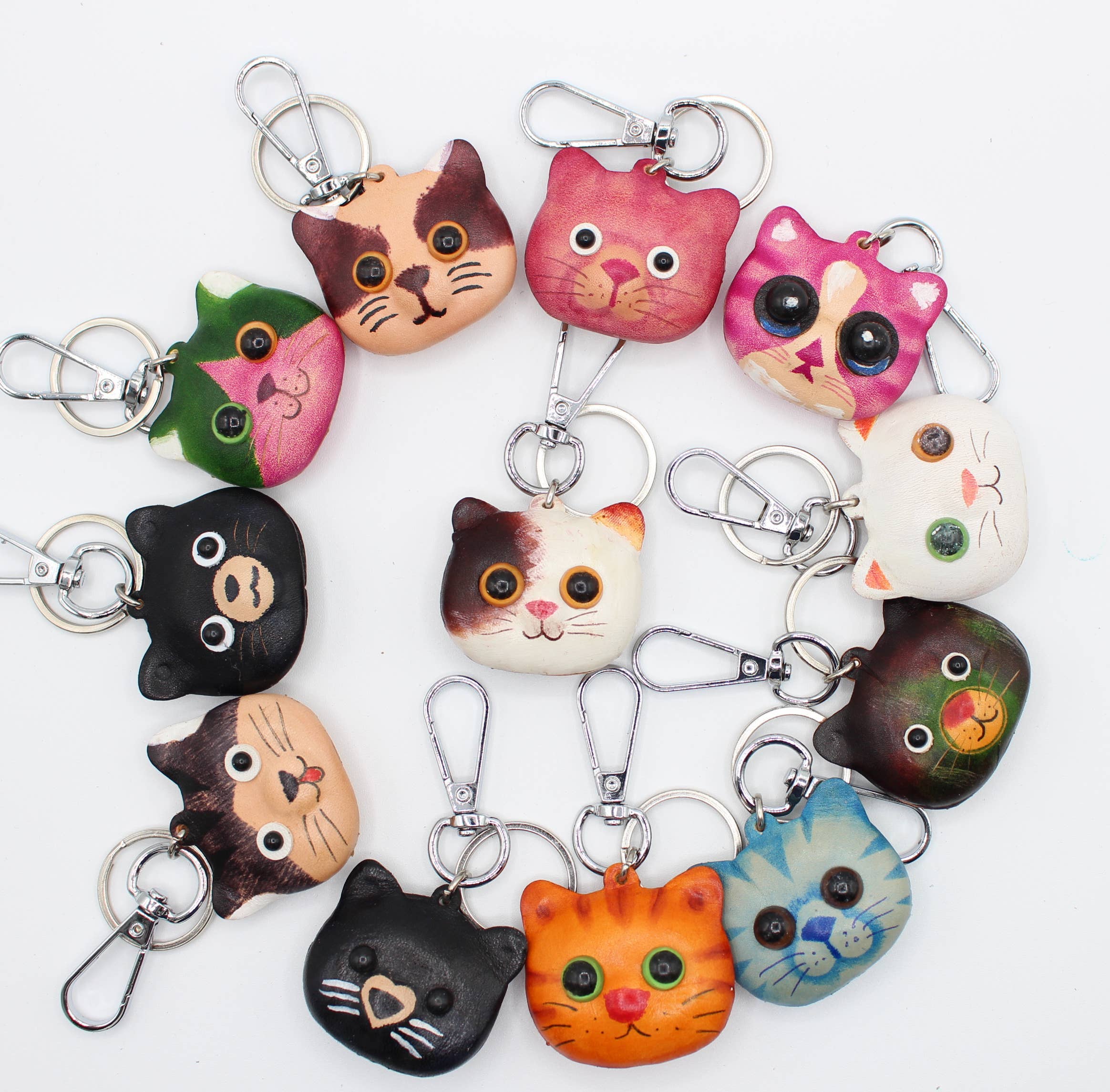 Sunflower Handmade leather inc - Wholesale Keychain - Women's - Assortment Leather Kitty Cat Key Chains1