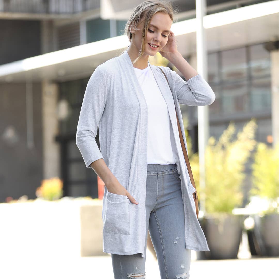 42POPS - Wholesale Cardigan - Women's - ",,...._ Open cardigan w/ slouchy pockets1