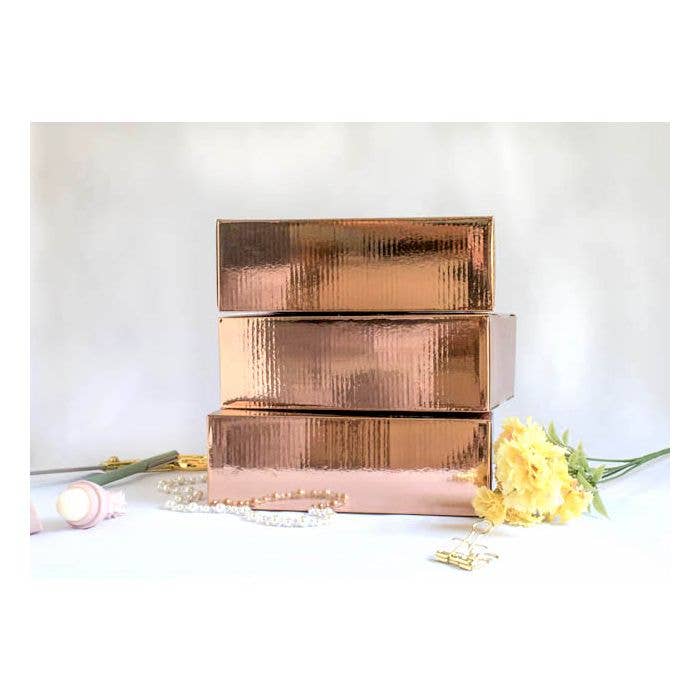 Eleven Fashion - Wholesale Gift Box - 6x6x4 Rose Gold Metallic Designer Boxes