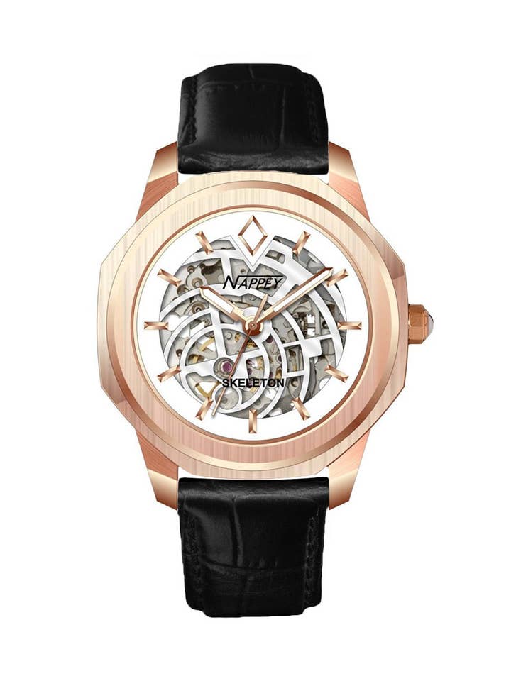 Pannolino Skeleton in oro rosa e pelle bianca nera 115X94X762 per la vendita all'ingrosso da parte di Nappey