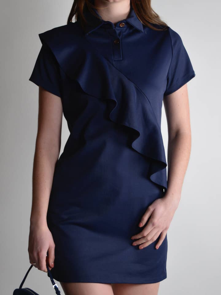 THE AUDREY DRESS NAVY for wholesale by The Garde
