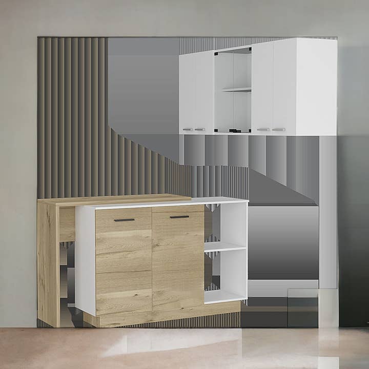 Houten Bruin En Natuurlijk 59" Keukeneiland Set Met Opbergruimte voor wholesale door HomeRoots