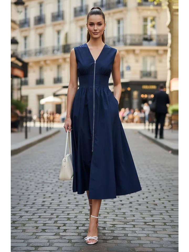 VAVA by Joy Han - Wholesale Dress - Women's - Two Way Zip Up Midi Dress8