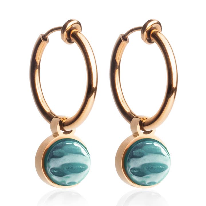 Orecchini a clip Mix&Match con pendente • rosé/verde malachite • 18 mm per la vendita all'ingrosso da parte di ALEXASCHA