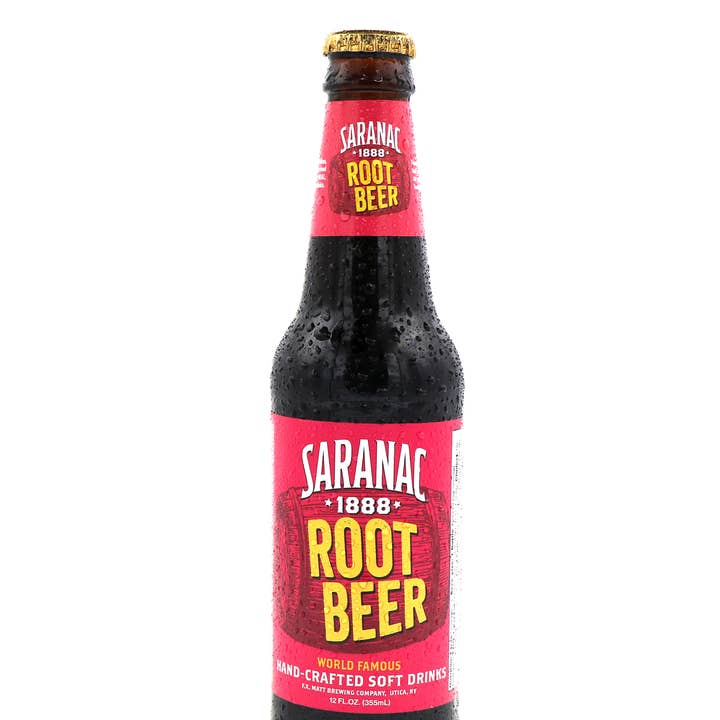 Grandpa Joe's Candy Shop - Wholesale Soda/Carbonated Drink - Saranac Root Beer Soda, 12oz Glass Bottle 12ct