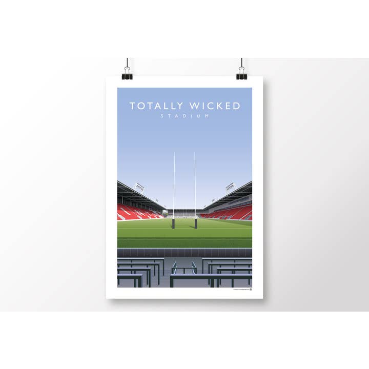 St Helens Totally Wicked Stadium Poster for wholesale by Matthew J I Wood Design & Illustration