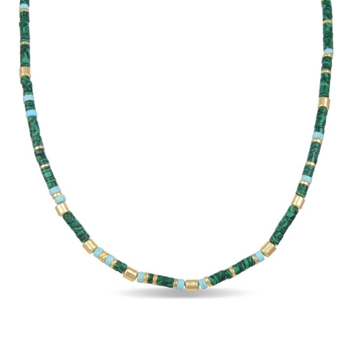 Collar Luxenter de Plata de Ley 925 con Malaquita acabado en oro amarillo de 18K - Ihun para venta al por mayor de Luxenter