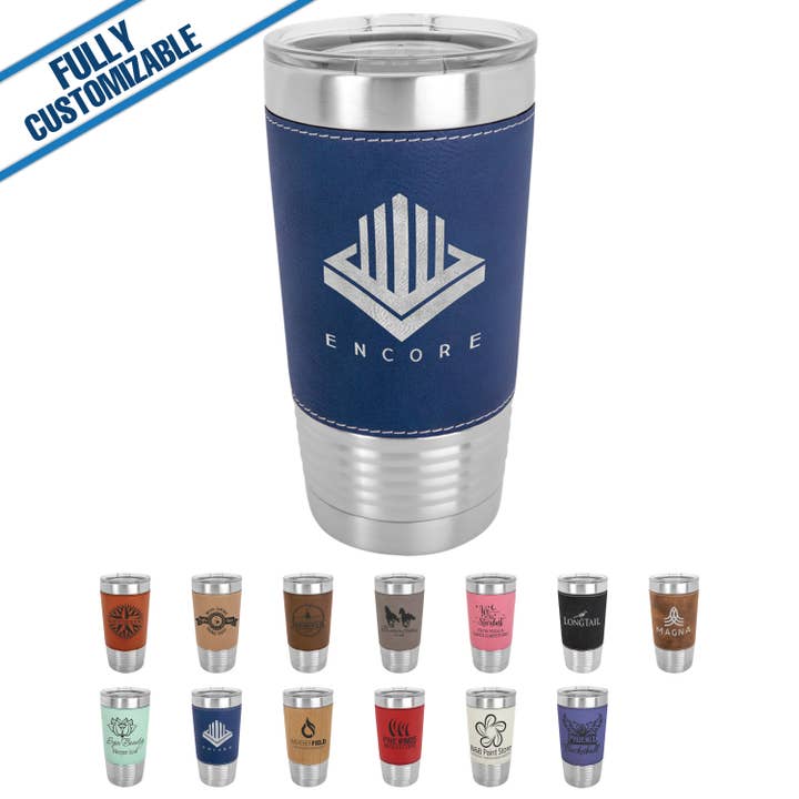 20Oz. Engraved Leatherette Tumbler Fully Customizable for wholesale by GiftWorksPlus