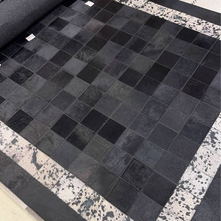 Handmade Black Grey Neutral Pattern Rug, Custom Order for wholesale by Karelias And Sons